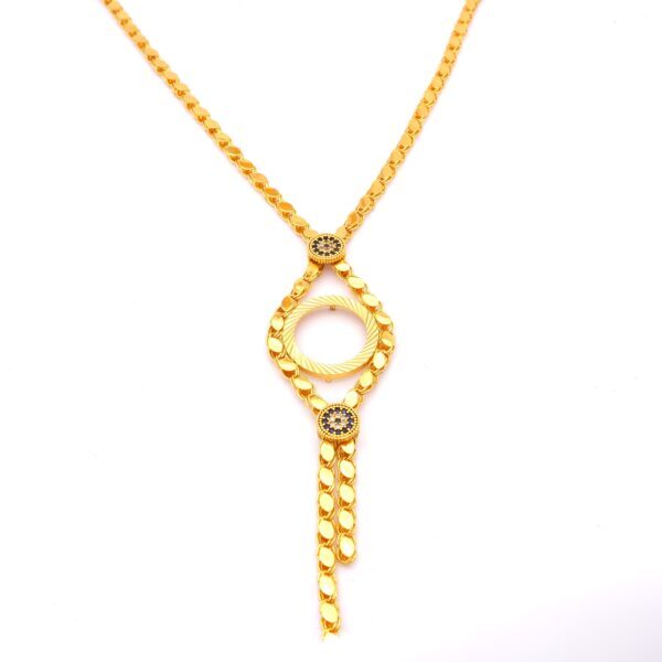 Alternative view of Altın Kaplma Arpa Zincirli Yarım Çerçeveli Kolye KLY-666