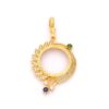 Yarım Altın Çerçeveli Kolye Ucu Altın Kaplama Yuvarlak TGR-618