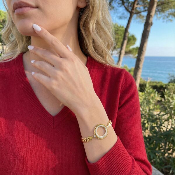 Alternative view of Yarım Altın Çerçeve Bileklik Çelik Altın Kaplama BLK-1108