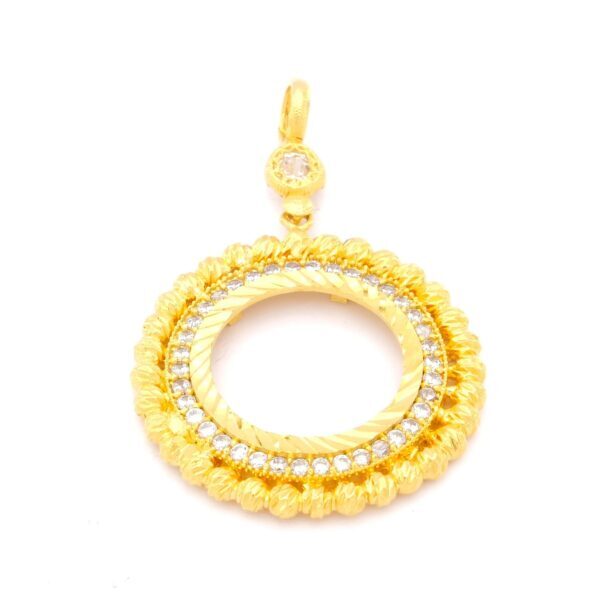 Yarın Altın Çerçeveli Kolye Ucu Altın Kaplama İşlemeli TGR-366