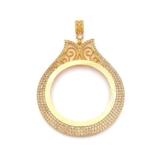 Altın Kaplama İmitasyon Lale Model Zirkon Taşlı Gramse Çerçeve Kolye Ucu TGR-735