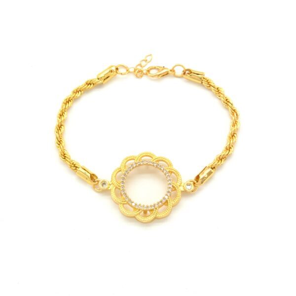 Çeyrek Altın Çerçeve Bileklik Çelik Altın Kaplama Çiçek Burgu Model BLK-1110