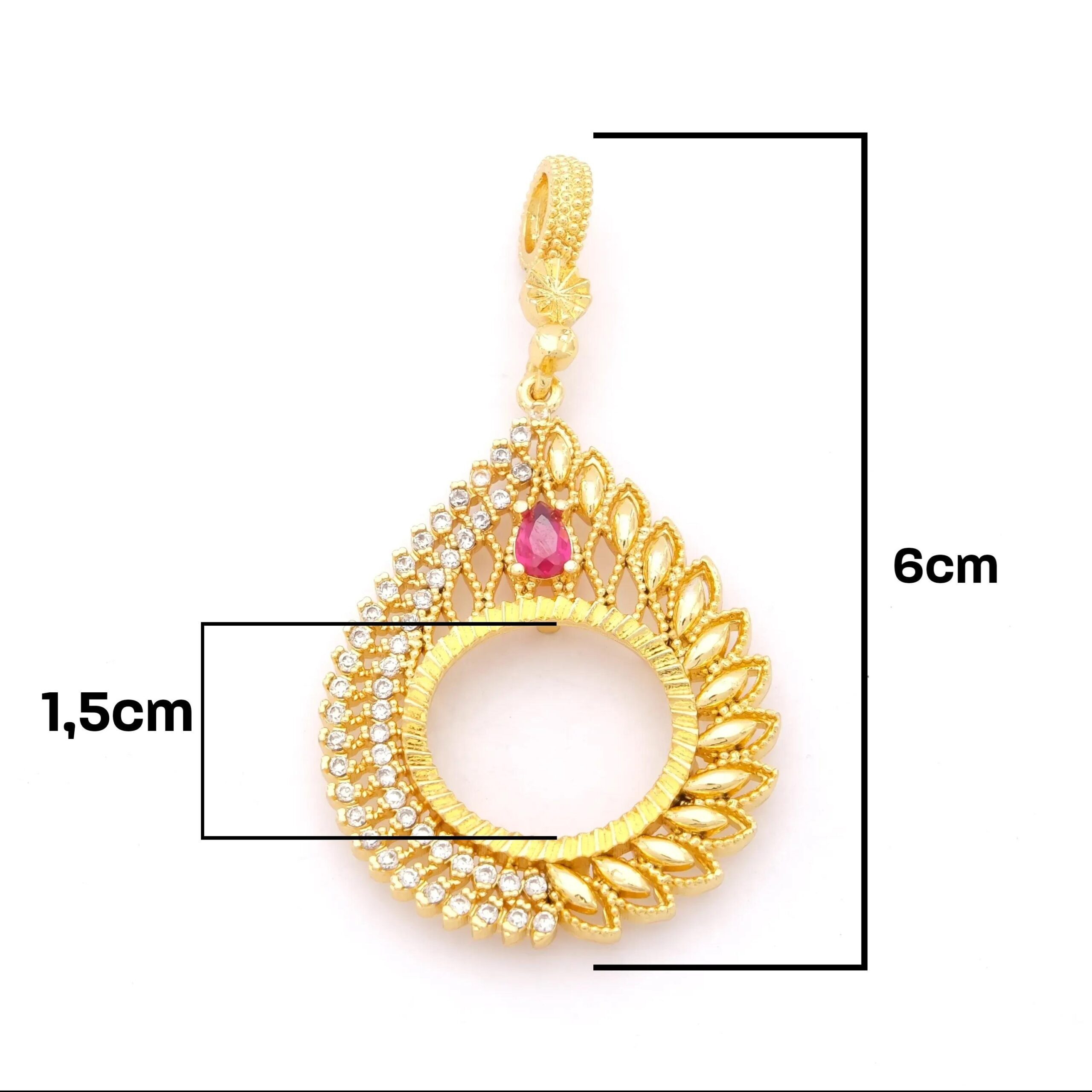 Çeyrek Altın Çerçeveli Kolye Ucu Altın Kaplama TGR-682 - Görsel 3