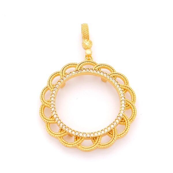 Tam Altın Çerçeveli Kolye​ Ucu Altın Kaplama TGR-611