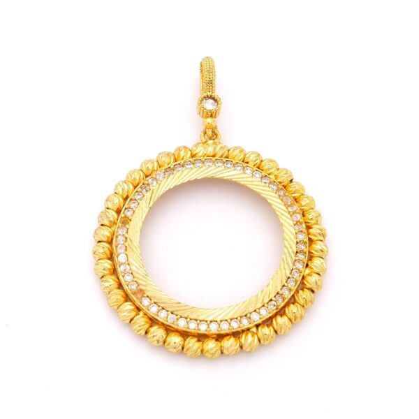 Alternative view of Tam Altın Çerçeveli Kolye Ucu Altın Kaplama Dorikalı TGR-384