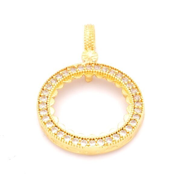 Yarım Altın Çerçevesi Kolye Ucu Altın Kaplama İşlemeli TGR-258