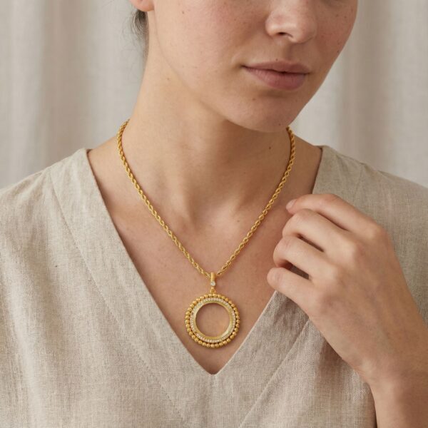 Tam Altın Çerçeveli Kolye Ucu Altın Kaplama Dorikalı TGR-384