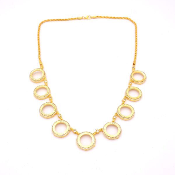 Altın Kaplama Burgu Zincirli Dokuz Çeyrek Çerçeveli Kolye KLY-664