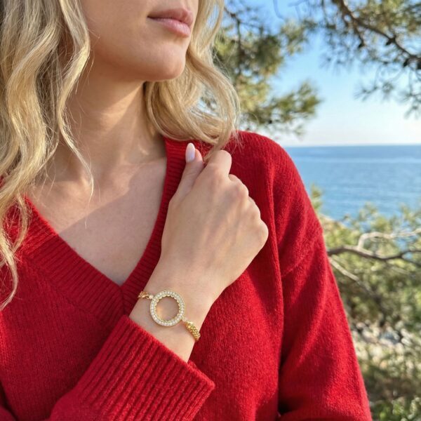 Alternative view of Yarım Altın Çerçeve Bileklik Çelik Altın Kaplama BLK-1119