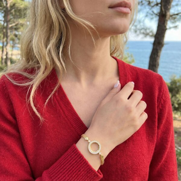 Alternative view of Çeyrek Altın Çerçeve Bileklik Çelik Altın Kaplama BLK-1109