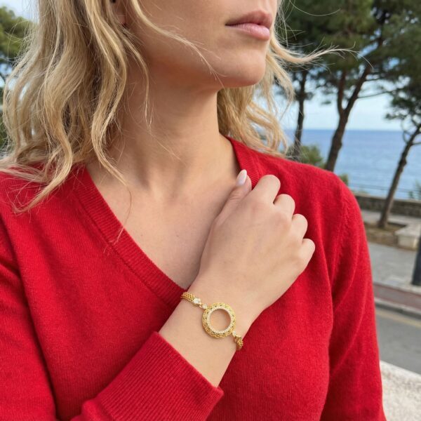 Alternative view of Yarım Altın Çerçeve Bileklik Çelik Altın Kaplama BLK-1117