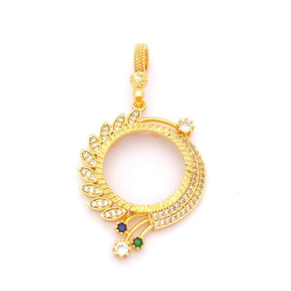 Yarım Altın Çerçeveli Kolye Ucu Altın Kaplama Yuvarlak TGR-617