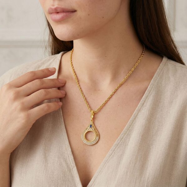 Alternative view of Çeyrek Altın Çerçeveli Kolye Ucu Altın Kaplama TGR-700