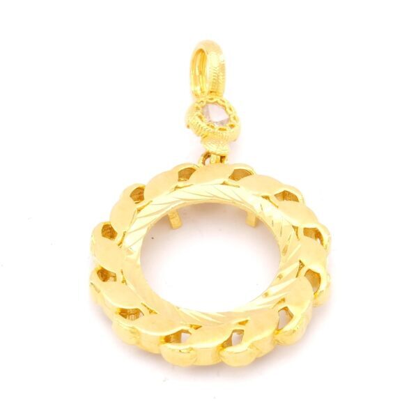 Altın Kaplama Yuvarlak Çeyrek Çerçeve Kadın Kolye Ucu TGR-477