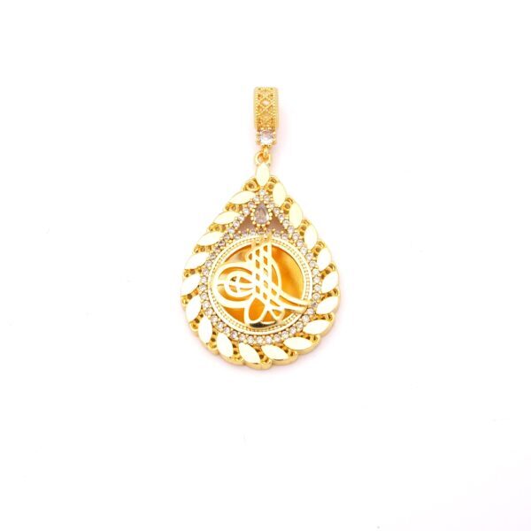 Altın Kaplama Zirkon Taşlı Arpa Model Tuğralı Kolye Ucu TGR-751