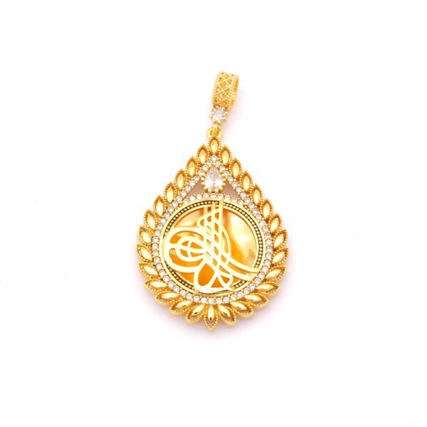 Altın Kaplama Arpa desenli Tuğralı Kolye Ucu TGR-164