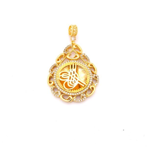 Altın Kaplama Zirkon Taşlı Tuğralı Kolye Ucu TGR-761