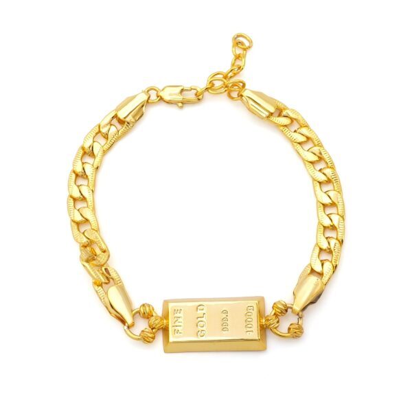 İmitasyon Altın Kaplama Çizgili Figaro Desenli Külçe Bileklik BLK-1151