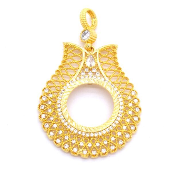 Çeyrek Altın Çerçevesi Kolye Ucu Altın Kaplama İşlemeli TGR-442