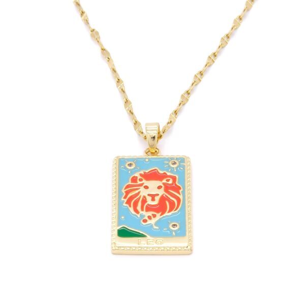 Çelik Kolye, Altın Kaplama Aslan Burcu Kadın Kolye K-136