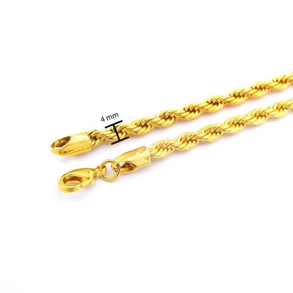 BZ Altın Kaplama 4mm Unisex Burgu Zincir ZN-129